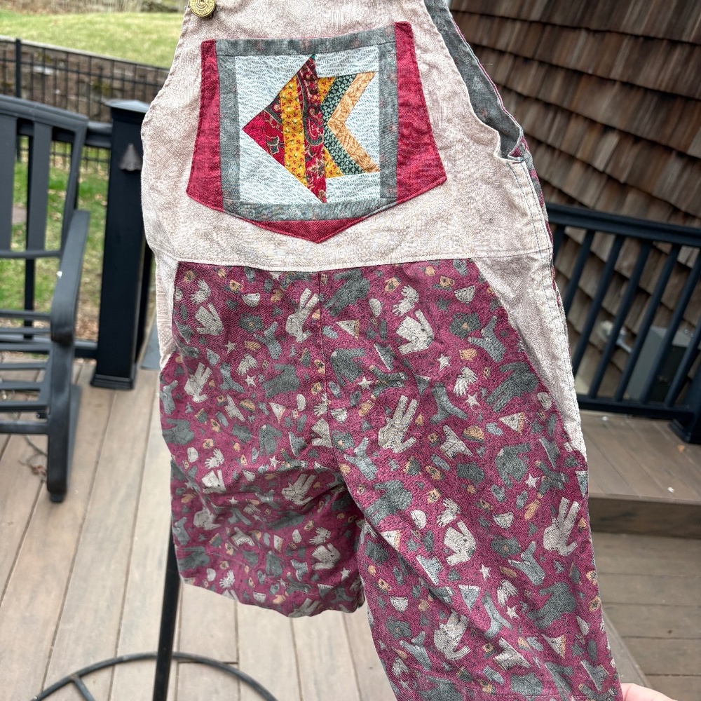 Hand made overalls for 2 or 3T  Quilted fish design